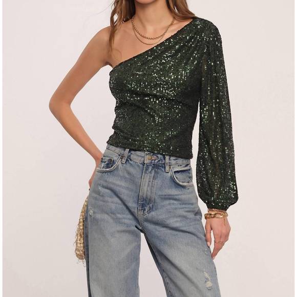 Emerald Sequin Blouse main image 0